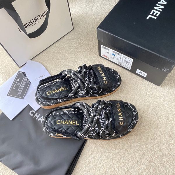 CHANEL Cord Quilted Sandals