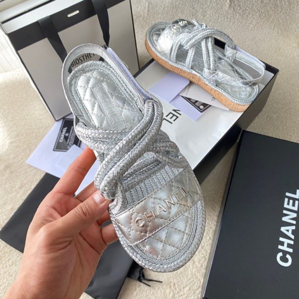 CHANEL Cord Quilted Sandals