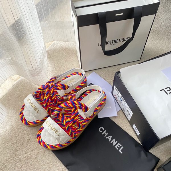 CHANEL Cord Quilted Sandals