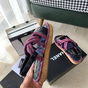 CHANEL Cord  Quilted Sandals