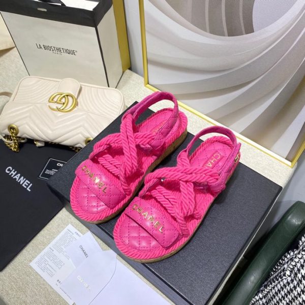 CHANEL Cord  Quilted Sandals