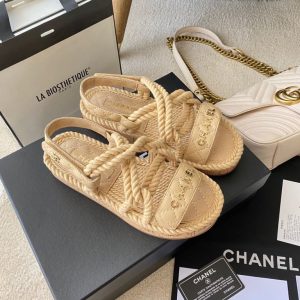 CHANEL Cord Quilted Sandals