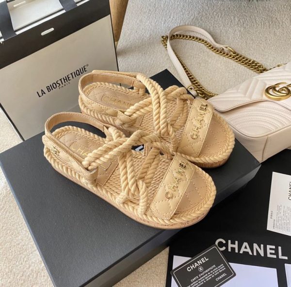 CHANEL Cord Quilted Sandals