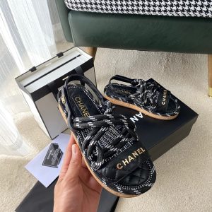 CHANEL Cord Quilted Sandals