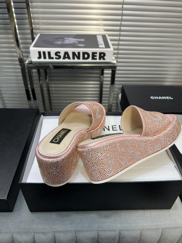 CHANEL BEADED MULES CRYSTAL PINK