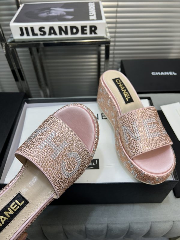 CHANEL BEADED MULES CRYSTAL PINK