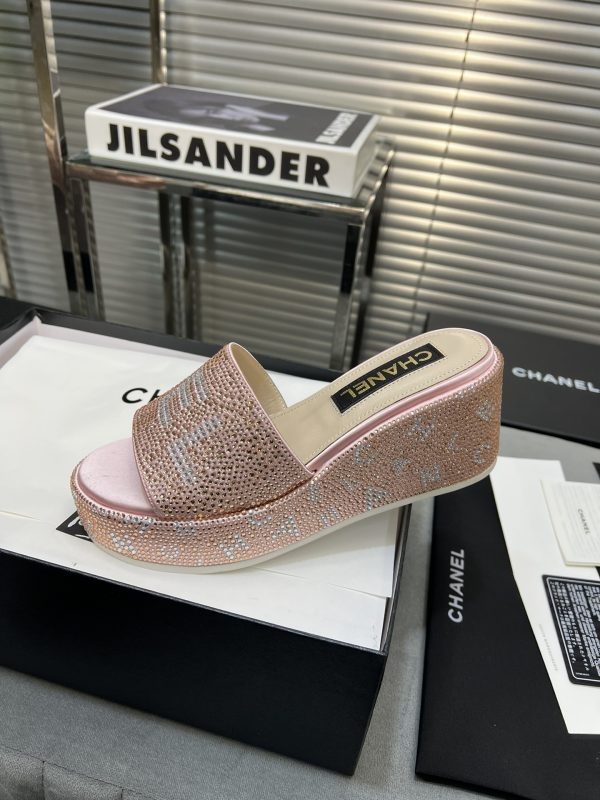 CHANEL BEADED MULES CRYSTAL PINK