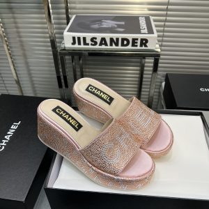 CHANEL BEADED MULES CRYSTAL PINK