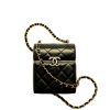 CHANEL SMALL BOX WITH CHAIN GOLD HARDWARE BLACK 13CM