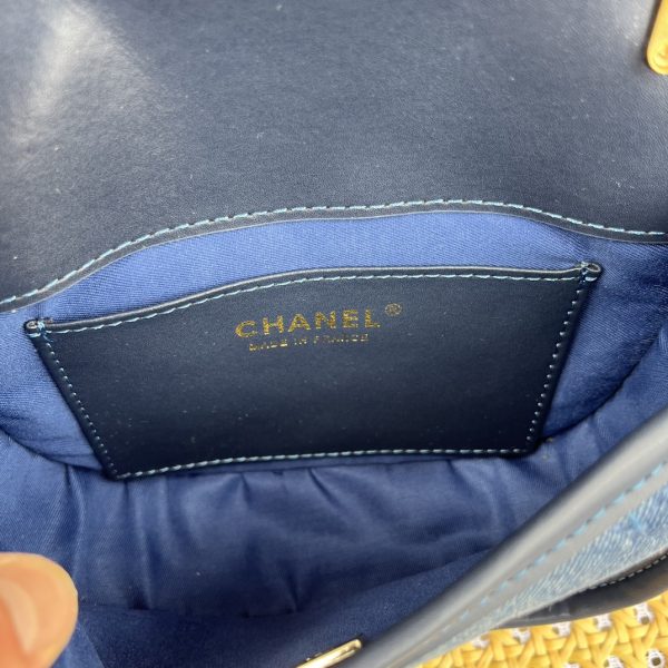 CHANEL SMALL CROSSBODY BAG DENIM BLUE 18CM AS4850 B16714 NX158