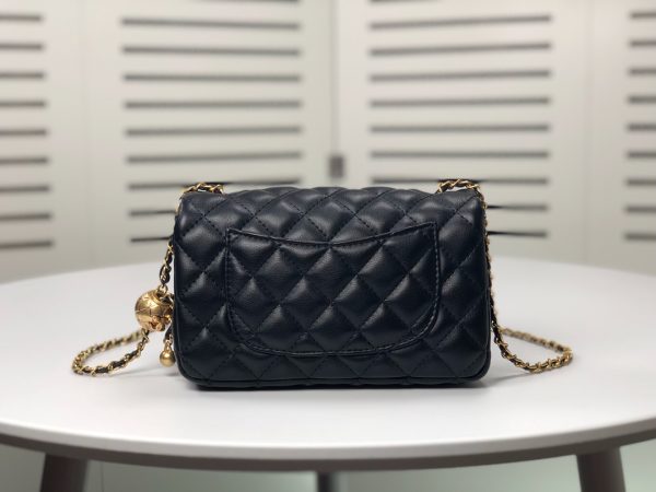 CHANEL QUILTED MINI CC RECTANGULAR PEARL CRUSH FLAP BAG BLACK 20CM