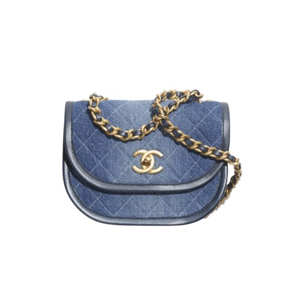 CHANEL SMALL CROSSBODY BAG DENIM BLUE 18CM AS4850 B16714 NX158