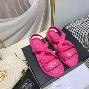 CHANEL ROPE SANDALS STRAP PINK