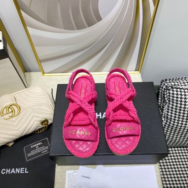 CHANEL ROPE SANDALS STRAP PINK