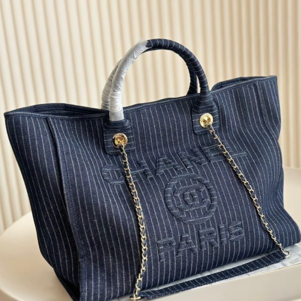 CHANEL SHOPPING BAG DARK BLUE 33CM AS3351 B17399 NZB99