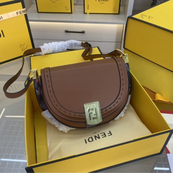 FENDI MOONLIGHT CROSSBODY BAG BROWN 25CM