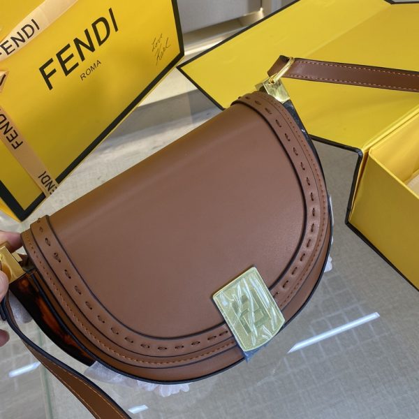 FENDI MOONLIGHT CROSSBODY BAG BROWN 25CM