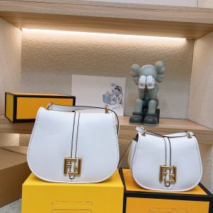 FENDI C’MON MINI WHITE LEATHER BAG 20CM 8BS082AQ0LF1550