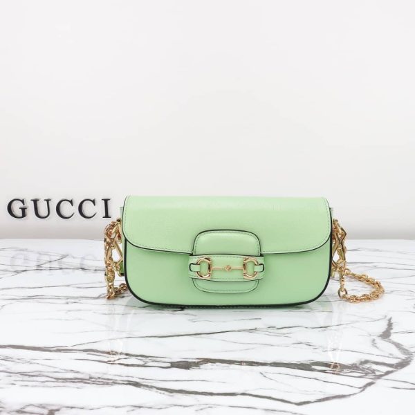 GUCCI HORSEBIT 1955 SMALL SHOULDER BAG LEATHER MINT GREEN 24CM 735178 AACPL 1941