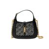 GUCCI JACKIE 1961 MINI CRYSTAL GG LIZARD BAG BLACK 19CM 677027 F13HG 1083