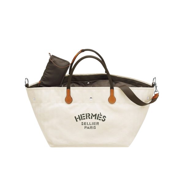 HERMES FOURRE TOUT DU CAVALIER BAG WHITE 42CM