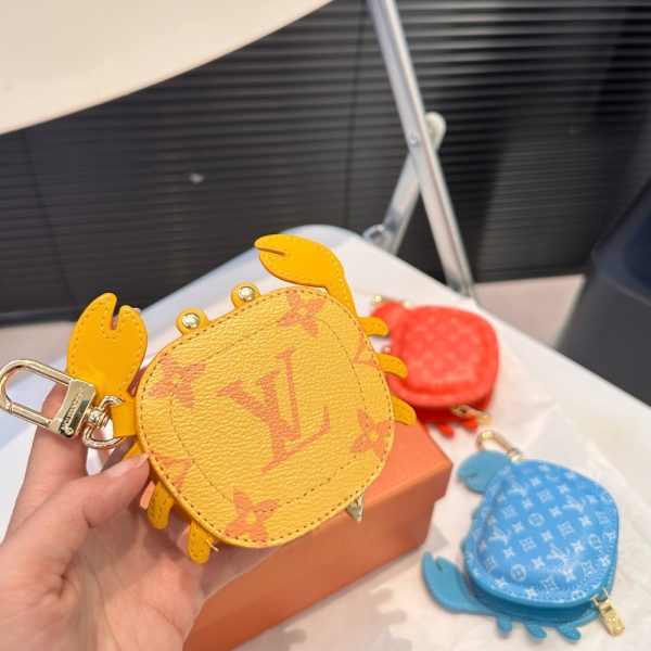 LOUIS VUITTON LV CRAB BAG CHARM LEATHER AND CANVAS YELLOW 9CM M01932