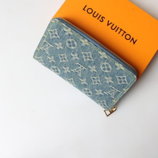 LOUIS VUITTON ZIPPY WALLET MONOGRAM DENIM BLUE 19CM M82958