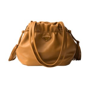 PRADA NAPPA LEATHER SHOULDER BAG CARAMEL 23CM 1BG541 2DX8 F098L V OOO