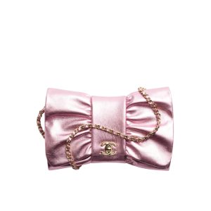 CHANEL CLUTCH METALLIC LAMBSKIN AND GOLD METAL IN PINK 24CM AS5129 B18041 NZK53