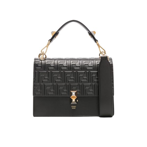 FENDI LOGO EMBOSSED KAN I BLACK 24CM