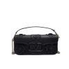 VALENTINO GARAVANI LOCO FLOWER APPLIQUE SHOULDER BAG BLACK 26CM