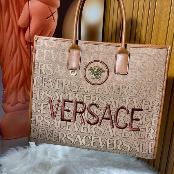 VERSACE ALLOVER LARGE TOTE BAG BROWN 39CM 1004741 1A08199 DTU UNICA 2N24V