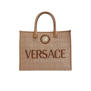 VERSACE ALLOVER LARGE TOTE BAG BROWN 39CM 1004741 1A08199 DTU UNICA 2N24V