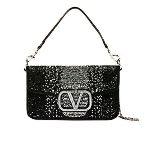 VALENTINO LOCO SMALL VLOGO SHOULDER BAG BLACK 20CM