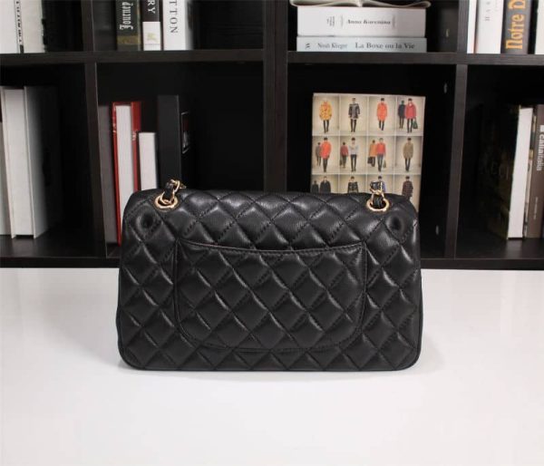 CHANEL CLASSIC HANDBAG LAMBSKIN BLACK 30CM