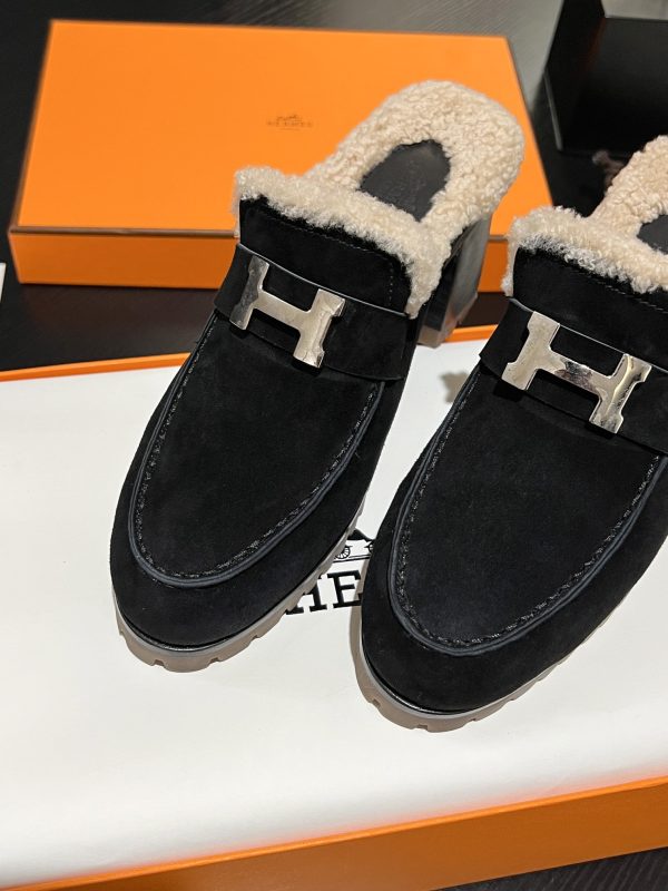 HERMES FLORE 60 MULE BLACK