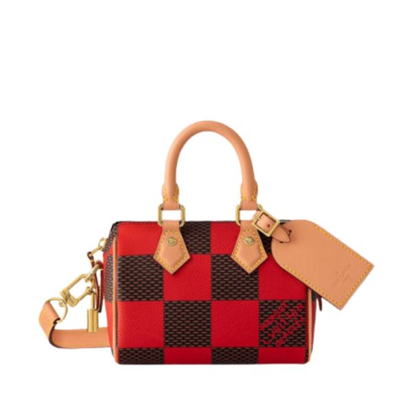 LOUIS VUITTON SPEEDY BANDOULIÈRE 20 DAMIER RED AND BLACK 20CM