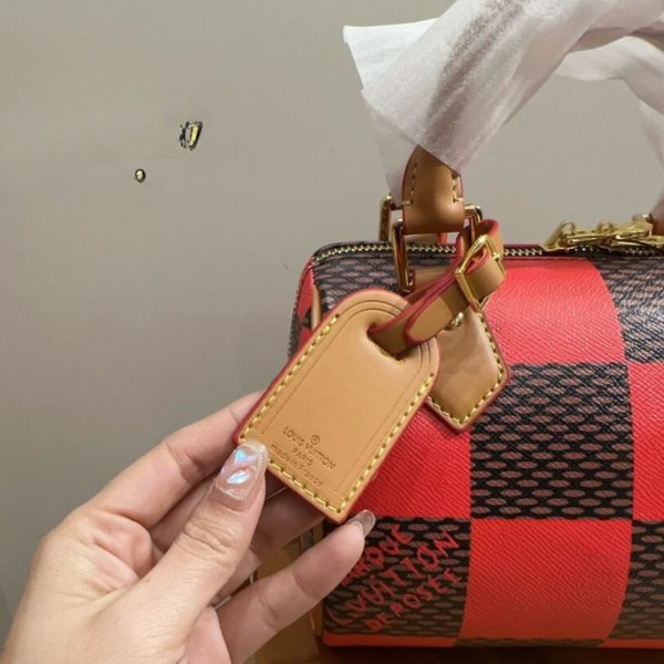 LOUIS VUITTON SPEEDY BANDOULIÈRE 20 DAMIER RED AND BLACK 20CM