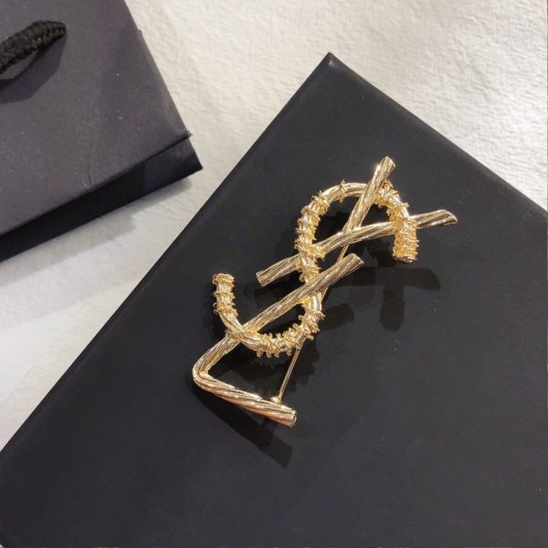 SAINT LAURENT YSL BROOCH GOLD