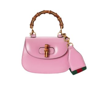 GUCCI BAMBOO 1947 MINI TOP HANDLE BAG PINK LEATHER 18CM 686864 10ODT 5467