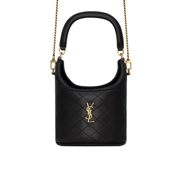 SAINT LAURENT GABY BUCKET BAG IN LAMBSKIN BLACK 18CM 7639611EL071000