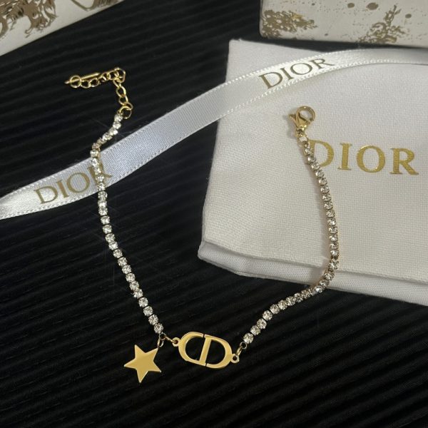 DIOR CD LOGO RHINESTONE LETTER BRACELET