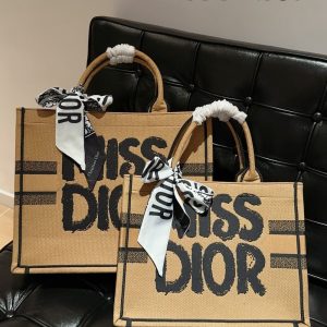 DIOR BOOK TOTE MISS DIOR GRAFFITI EMBROIDERY BEIGE AND BLACK MEDIUM 36CM M1296ZEZD M918