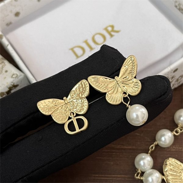 DIOR WOMEN MÉTAMORPHOSE EARRINGS MATTE GOLD FINISH METAL WITH WHITE RESIN PEARL E3059WOMRS_D301