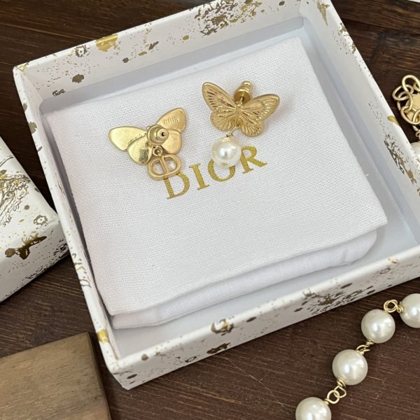 DIOR WOMEN MÉTAMORPHOSE EARRINGS MATTE GOLD FINISH METAL WITH WHITE RESIN PEARL E3059WOMRS_D301