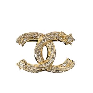 CHANEL CC BROOCH GOLD WITH STONES ATTACHED AND TWO STARS