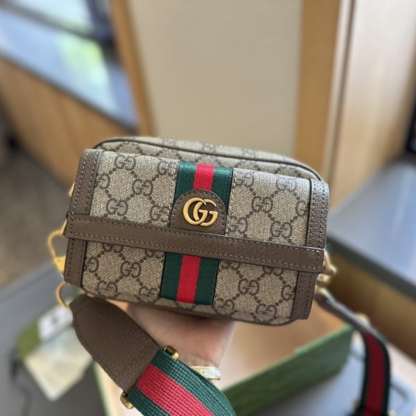 GUCCI OPHIDIA GG MINI BAG BEIGE EBONY 20CM