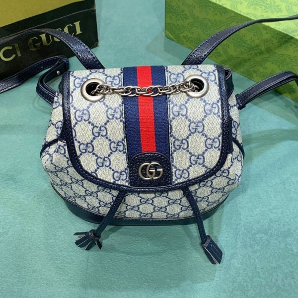 GUCCI OPHIDIA GG MINI BACKPACK BEIGE BLUE 20.5CM