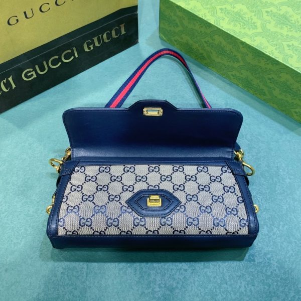 GUCCI LUCE SMALL GG CANVAS SHOULDER BAG BEIGE BLUE 27.5CM