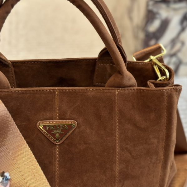 PRADA TOREBKA TORBA SUEDE TOTE BAG COCOA BROWN 30CM